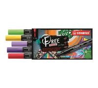 STABILO Marqueurs acryliques FREE Acrylic T300 Étui carton x5 Pointe moyenne Set Vibrant
