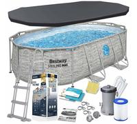 Bestway Steel Pro Max Splashview Kit Piscine Hors Sol - 427 cm x 250 cm x 100 cm - Gris