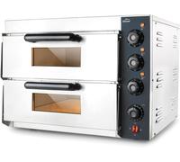 69633 - Four À Pizza Lecco, Pour Table Ou Plan De Travail, En Acier Inoxydable, Avec Isolation Thermique, 3000 W, 2 Cavités, Éclairage Intérieur, Dimensions : 57X56X44 Cm