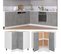 69722HOME NEW•) Jill's Buffet Bas haut de cuisine ,unique ,Armoire Commode plancher d'angle Gris béton 75,5x75,5x80,5 cm Aggloméré