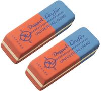 69804 Doppel- Universel 0440, Gomme En Caoutchouc Naturel, Le Classique En Rouge Et Bleu, Carte Blister Contient 2 Gommes[Z1458]