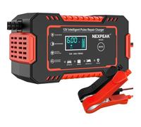 6A Car Battery Charger NEXPEAK 6A 12V Smart Motorcycle Battery Charger Automatic Repair Function Portable Battery Chargers for