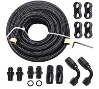 6AN 4L60E 4L65E Kit de raccord de tuyau de carburant en nylon tressé avec extrémités de tuyau 6AN à 90 degrés et droites, CPE noir, 6,35 mm NPSM X 6AN Raccords de radiateur de transmission en acier