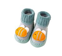 6C Chaussures d'automne et d'hiver pour garçons et filles Chaussettes mignonnes Chaussures non intérieures pour bébé Chaussures de sport chaudes et confortables, Vert, 20 EU