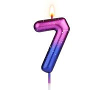 6cm Bougie d'Anniversaire, Violet Bleu Dégradé Bougies d'Anniversaire Chiffres pour Gâteau Belle Décoration de Gâteau Bougie Numéro pour Gâteaux d'Anniversaire Mariage Graduation (7)