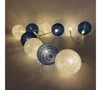 6cm Guirlande Lumineuse Boule Coton, DOTBUY Decoration Noël, LED Guirlande Lumineuse à Piles, Enfant, Chambre Mariage Halloween Décorations Multicolore (bleu marin,3.3M/20LED)