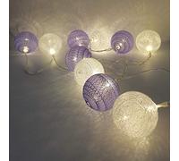 6cm Guirlande Lumineuse Boule Coton, DOTBUY Decoration Noël, LED Guirlande Lumineuse à Piles, Enfant, Chambre Mariage Halloween Décorations Multicolore (Ton violet,4.8M/30LED)