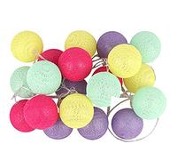 6cm Guirlande Lumineuse Boule Coton, DOTBUY Decoration Noël, LED Guirlande Lumineuse à Piles, Enfant, Chambre Mariage Atmosphera Romantique Décorations (Couleurs de bonbons,4.8M/30LED)