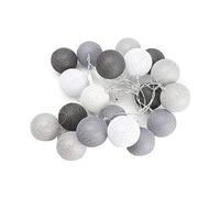 6cm LED Guirlande Lumineuse Boule Coton, DOTBUY Decoration Noël, Guirlande Lumineuse à Piles, Fille, Enfant, Chambre Mariage Atmosphera Romantique Décorations (Gris noble,4.8M/30LED)
