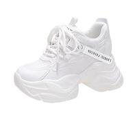 6cm Thick Bottom Height Increase Shoes Lace-up Breathable Women's Shoes Fashionable Versatile Sports and Leisure Shoes Muffin Bottom Single Mesh Single Shoes