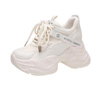6cm Thick Bottom Height Increase Shoes Lace-up Breathable Women's Shoes Fashionable Versatile Sports and Leisure Shoes Muffin Bottom Single Mesh Single Shoes