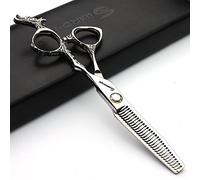 6'Coiffure Studio Styling Ciseaux Coiffeur Ciseaux professionnels de coiffure Japon Dragon Chinois Motif tige outils de ciseaux(Ciseaux minces de 6 pouces-D)