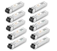 6COMGIGA 10GBase-SR SFP+ Lot de 10 émetteurs-récepteurs LC multimode jusqu'à 300 m Compatible avec Cisco SFP-10G-SR, Meraki, Ubiquiti UF-MM-10G, Mikrotik, Netgear, D-Link, Supermicro, TP-Link