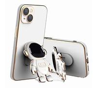6d Plating Astronaut Hidden Stand Case Cover for iPhone, 2022 New Astronaut Hidden Stand Phone Case, Astronaut Folding Bracket for iPhone Case Women Men (White,for 11promax)