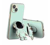 6d Plating Astronaut Hidden Stand Case Cover for iPhone, 2022 New Astronaut Hidden Stand Phone Case, Astronaut Folding Bracket for iPhone Case Women Men (Green,for 13pro)