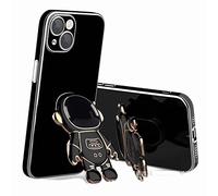 6d Plating Astronaut Hidden Stand Case Cover for iPhone, 2022 New Astronaut Hidden Stand Phone Case, Astronaut Folding Bracket for iPhone Case Women Men (Black,for 7P/8P)