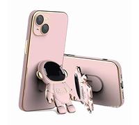 6d Plating Astronaut Hidden Stand Case Cover for iPhone, 2022 New Astronaut Hidden Stand Phone Case, Astronaut Folding Bracket for iPhone Case Women Men (Pink,for 11promax)