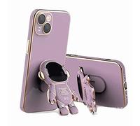 6d Plating Astronaut Hidden Stand Case Cover for iPhone, 2022 New Astronaut Hidden Stand Phone Case, Astronaut Folding Bracket for iPhone Case Women Men (Purple,for 13)