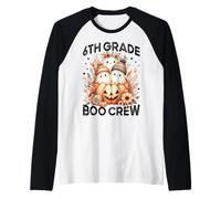 6e année Boo Crew Teacher Halloween Floral Ghost Pumpkin Manche Raglan