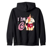 6e Anniversaire Fille Chien Chiot Enfant I am 6 Sweat à Capuche