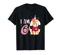 6e Anniversaire Fille Chien Chiot Enfant I am 6 T-Shirt Graphique avec Valeur