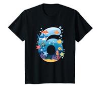 6ème Anniversaire Animaux de l'océan et de la mer Requin Enfants 6 Ans T-Shirt