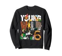 6ème anniversaire Young Wild et je suis 6 Safari Jungle Animal Sweatshirt