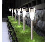 6er Set Extérieur Solaire LED Fiche Pointe Luminaire Lampe Inox Éclairage Route