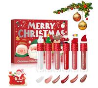 6er Set Weihnachts Lipgloss, Feuchtigkeitsspendender Lipgloss mit Matt & Glanz Finish, Langanhaltend & Wasserdicht, Farbintensiver Lippenmakeup, Geschenkidee für Frauen & Mädchen (6pc)