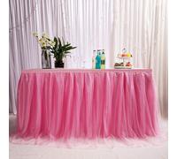 6ft / 182cm Rose Jupe De Table,Gaze De Bureau En Tulle Romantique,Décoration De Table,Nappe De Tutu Flocon De Neige Au Pays Des Merveilles,Pour Shower,Mariage,Fête,Bar
