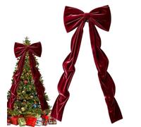 6FT Giant Velvet Christmas Tree Bow Topper with Long Streamers - Large | Soft Premium Velvet Fabric, Impressive 6-Foot Length (180cm / 70.87 in, 250g) with Long Flowing Streamers, Reusable Large