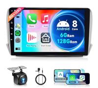 6G+128G 8 Core Android 13 Autoradio 2 Din pour Peugeot 2008 208 2012-2018 10,1 Pouces Autoradio avec sans Fil Carplay Android Auto GPS Navi WiFi DSP 32 EQ Mirror Link Bluetooth FM/RDS Caméra de Recul