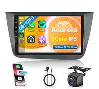 6G+128G 8 Core sans Fil Carplay Android Autoradio pour Seat Altea 2004-2015 Toledo 2004-2009 9 Pouces Autoradio 2 Din avec Android Auto GPS Navi WiFi Bluetooth FM/RDS/DSP EQ/USB/SWC Caméra de Recul