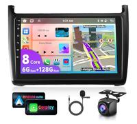 6G&128G 8-Core,VECHTEL 9" Autoradio pour VW Polo 2011-2016 avec CarPlay Android Auto sans Fil,DSP,Autoradio Bluetooth,RDS/FM Radio,Navi Wi-FI/caméra de recul AHD