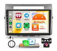 6G+128G 8 Cœurs Android Autoradio pour Toyota Corolla Verso 2004-2009 9'' écran Tactile Stereo Auto Carplay Android Auto sans Fil Mirror Link Bluetooth FM/RDS/EQ/DSP WiFi GPS SWC Caméra Recul