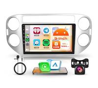 6G+128G 8 Cœurs Rimoody Autoradio pour VW Tiguan 2010-2015 9'' écran Tactile Android Stereo Auto avec Carplay Android Auto sans Fil Mirror Link Bluetooth FM/RDS/EQ/DSP WiFi GPS SWC Caméra Recul