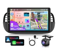 6G&128G VECHTEL 9" Autoradio pour Fiat 500 2007-2015 avec CarPlay Android Auto sans Fil,8 cœurs,Android 15,Bluetooth RDS/FM Radio,Navi Wi-FI/caméra de recul AHD/CANBUS