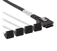 6G Internal Mini SAS 36pin SFF-8087 Male to 4X SATA 7pin Female Fan-Out Cable, Straight to Right Angle,0.5-m (1.6ft)