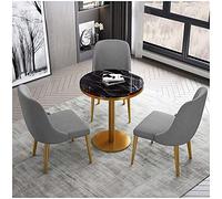 6hftuiiii Table ronde de réception pour bureau, cuisine, cuisine, chambre à coucher, restaurant, hôtel, 1 table et 3 chaises, convient pour salon, bureau (gris, 70 cm)