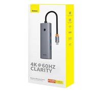 6in1 Hub Baseus UltraJoy USB-C do HDMI4K@60Hz+4xUSB 3.0+PD (Space Grey)