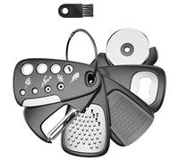 6in1 Ustensiles de Cuisine Portables, Ensemble de Gadgets de Cuisine en Acier Inoxydable Râpe à Fromage Épluche-herbes Ouvre-bouteille Épluche-fruits Fournitures de Cuisine pour Camping-car