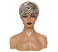 6inch Short Women Bob Brown Pixie Cut Wig Synthetic Brunette Wigs with Bangs for Daily Effet naturel et Volumineux