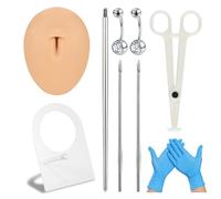 6ixGosh Kit de piercing élégant en silicone souple pour oreille, bouche, nez, langue, nombril - Pour la pratique du piercing et l'affichage de bijoux, nombril