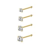 6ixGosh Lot de 4 à 6 anneaux de nez en acier chirurgical 20 g en forme de L en forme de tire-bouchon pour homme et femme - Petits anneaux de nez mignons en argent, or rose, noir, 1,5 mm, 2 mm, 2,5 mm