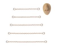 6ixGosh Lot de 5 chaînes de nez en acier chirurgical pour piercing de nez - Bijoux de piercing de nez double pour homme et femme Noir, or, argent, Acier inoxydable, Pas de gemme