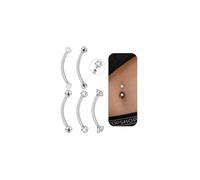 6ixGosh Lot de 5 petits piercings de nombril pour femme en acier inoxydable 316L fileté à l'intérieur - Bijoux de piercing Rook - Hypoallergénique - 6 à 16 mm, 14G/16MM Bar/Silver, Acier inoxydable