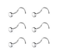 6ixGosh Lot de 6 piercings de nez plats en acier chirurgical avec boule de 3 mm - 20 g - Pour homme et femme - Noir et or rose - En forme de L - Piercing de nez mignon, Acier inoxydable, Pas de gemme