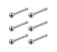 6ixGosh Lot de 6 piercings de nez plats en acier chirurgical avec boule de 3 mm - 20 g - Pour homme et femme - Noir et or rose - En forme de L - Piercing de nez mignon, Acier inoxydable, Pas de gemme
