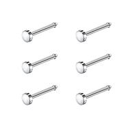 6ixGosh Lot de 6 piercings de nez plats en acier chirurgical avec boule de 3 mm - 20 g - Pour homme et femme - Noir et or rose - En forme de L - Piercing de nez mignon, Acier inoxydable, Pas de gemme