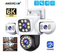 6K 12MP Triple écran Triple objectif extérieur WiFi PTZ 360 ° Caméra de surveillance CCTV IP66 Yoosee pour une sécurité complète